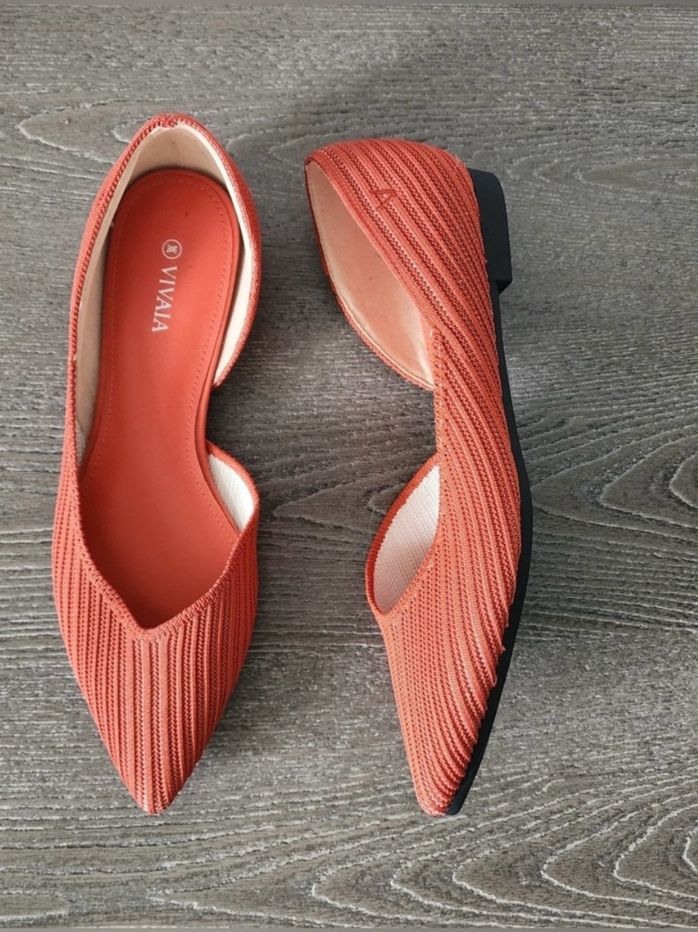 VIVAIA Melia Flats EU 38 US 7/7.5 Coral Orange Knit Pointed Toe D'Orsay Coastal